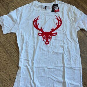 Men's White BuckedUp Shrt Size Large with red logo New with Tag